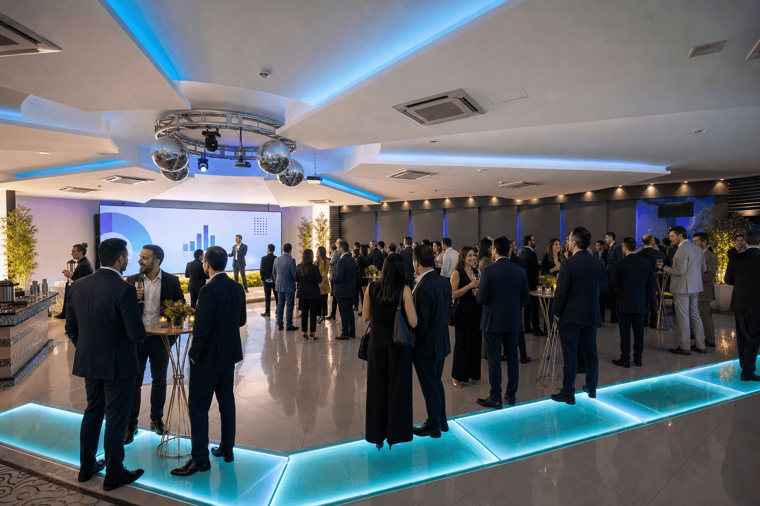 Casa do Sol Jardim em evento corporativo interno com apresentação